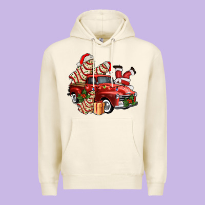Christmas Tree Cake With Farm Track And Santa Ado Premium Hoodie Designed By Adodesignshop