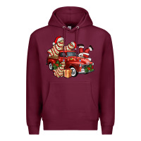 Burgundy christmas tree cake with farm track and santa ado Premium Hoodie - AdoDesignShop