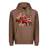Chestnut christmas tree cake with farm track and santa ado Premium Hoodie - AdoDesignShop