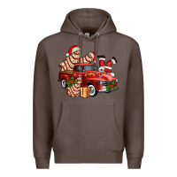 Coffee christmas tree cake with farm track and santa ado Premium Hoodie - AdoDesignShop