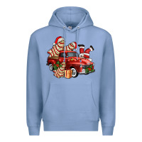 Colony Blue christmas tree cake with farm track and santa ado Premium Hoodie - AdoDesignShop