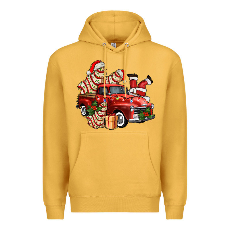 Christmas Tree Cake With Farm Track And Santa Ado Premium Hoodie by AdoDesignShop | Teevron