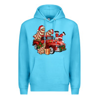 Ocean Blue christmas tree cake with farm track and santa ado Premium Hoodie - AdoDesignShop