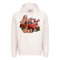 Pale Pink christmas tree cake with farm track and santa ado Premium Hoodie - AdoDesignShop