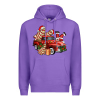 Purple christmas tree cake with farm track and santa ado Premium Hoodie - AdoDesignShop