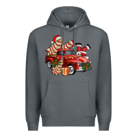 Rock christmas tree cake with farm track and santa ado Premium Hoodie - AdoDesignShop