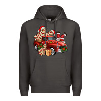 Smoke christmas tree cake with farm track and santa ado Premium Hoodie - AdoDesignShop