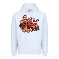 White christmas tree cake with farm track and santa ado Premium Hoodie - AdoDesignShop