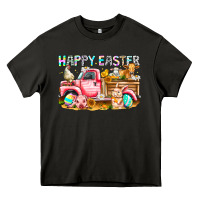 Asphalt Happy Easter Animal Farm Truck Heavy Core Tee - CowhideDigitalArt