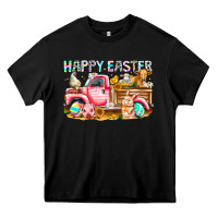 Black Happy Easter Animal Farm Truck Heavy Core Tee - CowhideDigitalArt