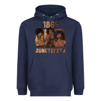 Navy 1865 juneteenth melanin with afro Heavyweight Hoodie - texasbilliewilder