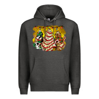 Charcoal Heather christmas tree cake and christmas pattern ado Premium Hoodie - AdoDesignShop
