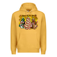 Mustard christmas tree cake and christmas pattern ado Premium Hoodie - AdoDesignShop