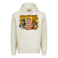 Oatmeal Heather christmas tree cake and christmas pattern ado Premium Hoodie - AdoDesignShop