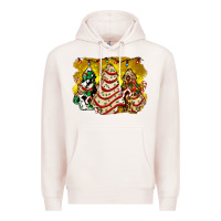 Pale Pink christmas tree cake and christmas pattern ado Premium Hoodie - AdoDesignShop