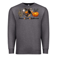 Charcoal Heather Peace Love Halloween Premium Sweatshirt - texasbilliewilder