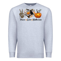 Heather Grey Peace Love Halloween Premium Sweatshirt - texasbilliewilder