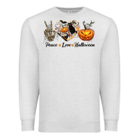 Oatmeal Heather Peace Love Halloween Premium Sweatshirt - texasbilliewilder