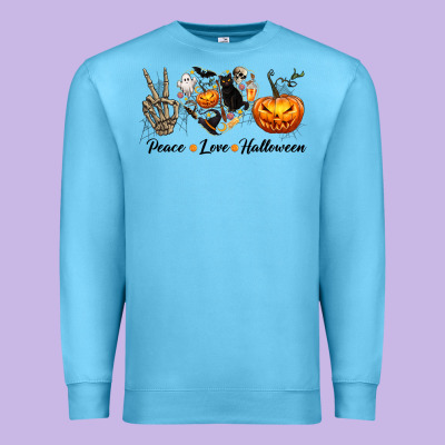 Peace Love Halloween Premium Sweatshirt Designed By Texasbilliewilder