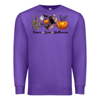 Purple Peace Love Halloween Premium Sweatshirt - texasbilliewilder