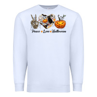 White Peace Love Halloween Premium Sweatshirt - texasbilliewilder