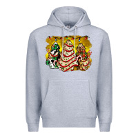 Heather Grey christmas tree cake and christmas pattern ado Premium Hoodie - AdoDesignShop