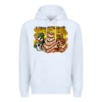 White christmas tree cake and christmas pattern ado Premium Hoodie - AdoDesignShop