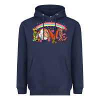 Navy Easter Bunny Love With Rainbow Heavyweight Hoodie - RanaPortraitStore