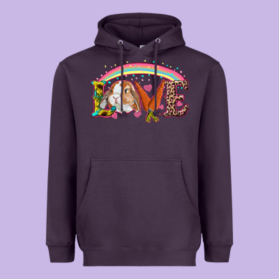 Heavyweight Hoodie Easter Bunny Love With Rainbow