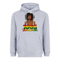 Heather Grey 1865 juneteenth with afro black woman Heavyweight Hoodie - texasbilliewilder