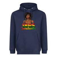 Navy 1865 juneteenth with afro black woman Heavyweight Hoodie - texasbilliewilder