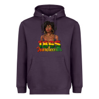 Plum 1865 juneteenth with afro black woman Heavyweight Hoodie - texasbilliewilder