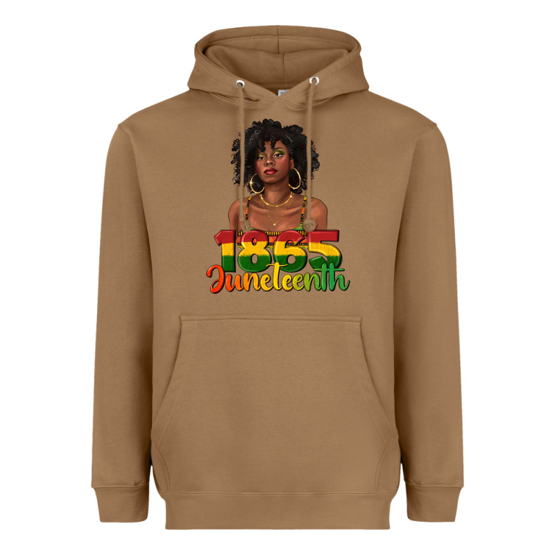 1865 Juneteenth With Afro Black Woman Heavyweight Hoodie by texasbilliewilder | Teevron