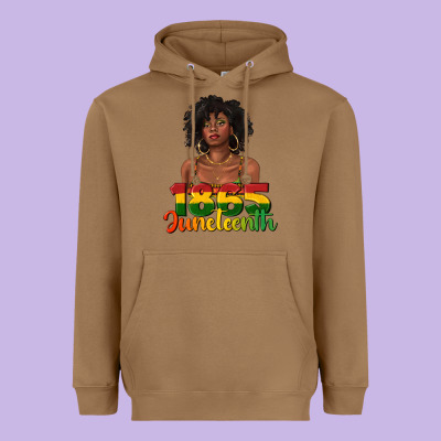 Heavyweight Hoodie 1865 juneteenth with afro black woman