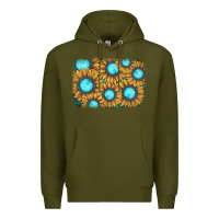 Army Green sunflower gemstone background Premium Hoodie - JahusDesignShop