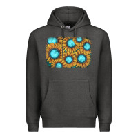 Charcoal Heather sunflower gemstone background Premium Hoodie - JahusDesignShop
