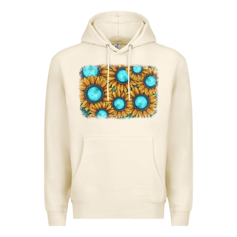 Sunflower Gemstone Background Premium Hoodie by JahusDesignShop | Teevron