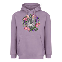 Lavender Easter Bunny With Floral Wreath Heavyweight Hoodie - RanaPortraitStore