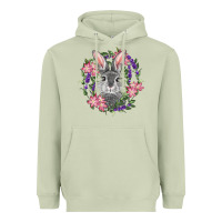 Matcha Easter Bunny With Floral Wreath Heavyweight Hoodie - RanaPortraitStore