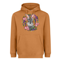 Meerkat Easter Bunny With Floral Wreath Heavyweight Hoodie - RanaPortraitStore