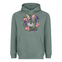 Easter Bunny With Floral Wreath Heavyweight Hoodie | Teevron