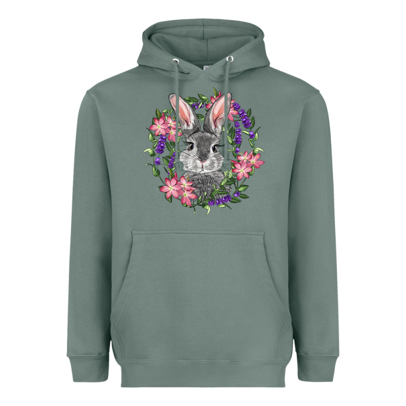 Easter Bunny With Floral Wreath Heavyweight Hoodie by RanaPortraitStore | Teevron