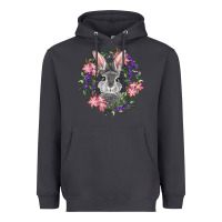 Smoke Easter Bunny With Floral Wreath Heavyweight Hoodie - RanaPortraitStore