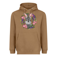 Toasted Coconut Easter Bunny With Floral Wreath Heavyweight Hoodie - RanaPortraitStore