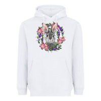 White Easter Bunny With Floral Wreath Heavyweight Hoodie - RanaPortraitStore