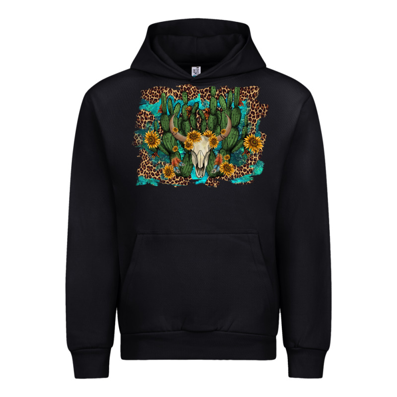 Leopard Bull Skull Cactus Sunflowers Urban Hoodie by AdoDesignShop | Teevron
