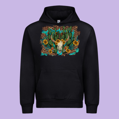 Leopard Bull Skull Cactus Sunflowers Urban Hoodie Designed By Adodesignshop