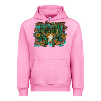 Fuchsia Pink leopard bull skull cactus sunflowers Urban Hoodie - AdoDesignShop