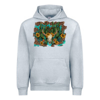 Heather Grey leopard bull skull cactus sunflowers Urban Hoodie - AdoDesignShop