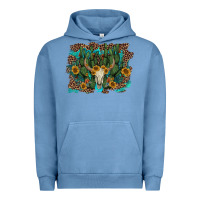 Pigment Pebble Blue leopard bull skull cactus sunflowers Urban Hoodie - AdoDesignShop